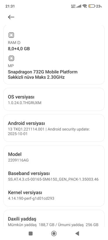 lavas bisiren aparat: Redmi 12, 256 GB, rəng - Boz, Barmaq izi — 7