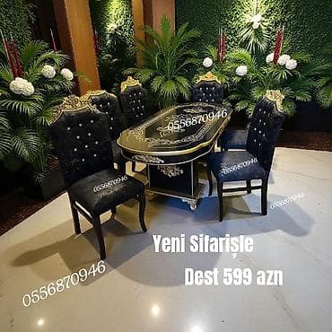 Qonaq otağı üçün, Yeni, Açılmayan, Oval masa, 6 stul