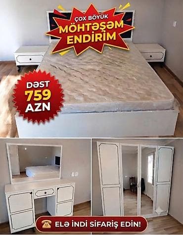 Yataq otağı dəsti – klassik ağ dizayn Dəst tərkibi: - Çarpayı