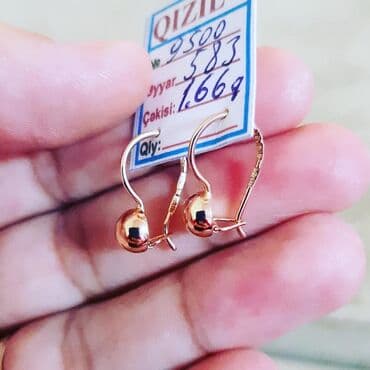 tək qaş: Sırğa, Sarı qızıl, 583 Əyar, 227 g — 2