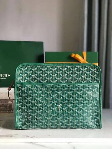 клатч: Goyard kəsimli sənəd/planşet çantası – yaşıl “Goyardine” monoqramlı — 1