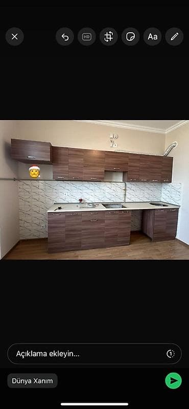 kamp stul: Mətbəx mebeli dəsti - Rəng/tekstura: ağac naxışlı qəhvəyi (üst və alt — 1