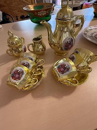 mis caydan: Çay dəsti, rəng - Qızılı, Keramika — 1