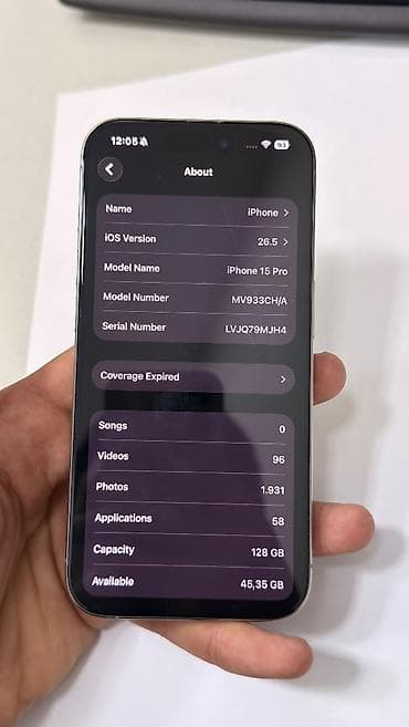 telefon apple: IPhone 15 Pro, 128 GB, Gümüşü, Simsiz şarj, Face ID — 9