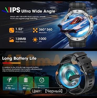 Смарт браслеты: Новый, Смарт часы, Водонепроницаемый, цвет - Черный — 3