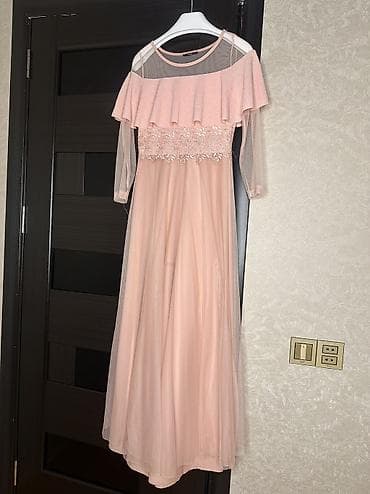 sac parik satisi: Zərif şaftalı çalarlı uzun ziyafət/ məclis geyimi. Sadecə bir dəfə — 4