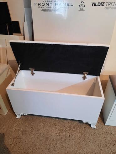 подержанная мебель: Yeni, Pufik oturacaq, Dəri, rəng - Ağ, Kredit yoxdur, Ödənişli çatdırılma — 3