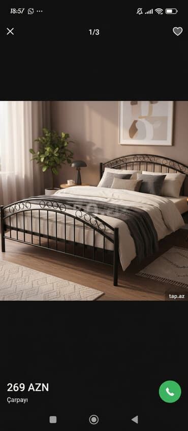 Yeni, İkinəfərlik çarpayı, Bazasız, Matrassız, Siyirməsiz