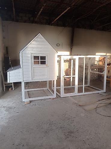 lelekli heyvanlar: Taxta toyuq evi və volyer komplekti - Material: keyfiyyətli taxta — 2