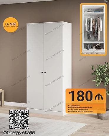 skafi: 2 qapılı, Ağ, Açılan, Düz dolab — 1