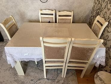 kanputer masasi: Qonaq otağı üçün, Açılmayan, Dördbucaq masa, 6 stul — 3