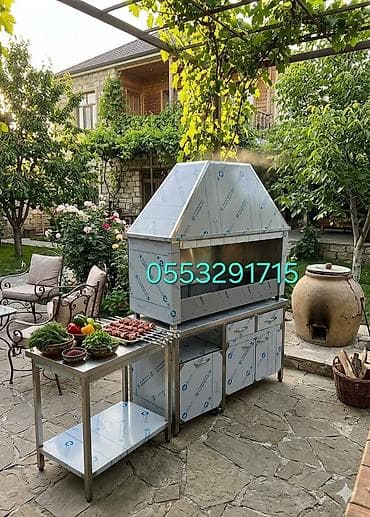 Peşəkar paslanmaz poladdan istehsal edilən tüstüqablı manqal-kabab