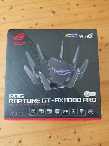ASUS ROG Rapture GT-AX11000 Pro – WiFi 6 üçzolaqlı gaming router - lalafo.az -da ASUS ROG Rapture GT-AX11000 Pro – WiFi 6 üçzolaqlı gaming router -