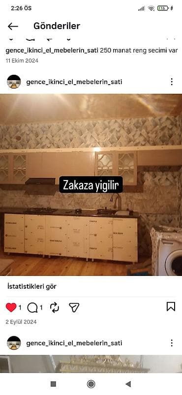 metbex dolablari: Mətbəx mebeli – sifarişlə yığılır. - Üst və alt dolablar komplekti — 1