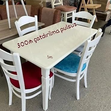 Mətbəx üçün, Yeni, Açılmayan, Dördbucaq masa, 4 stul