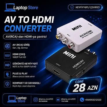 🔥 AV TO HDMI CONVERTER — 28 AZN 🔥 AV (RCA) çıxışını HDMI girişinə