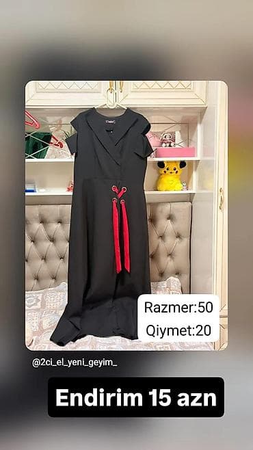 Qadın geyimləri – 2 model 1) Qara paltar - Kəsim: V-yaxa, qısa qollu