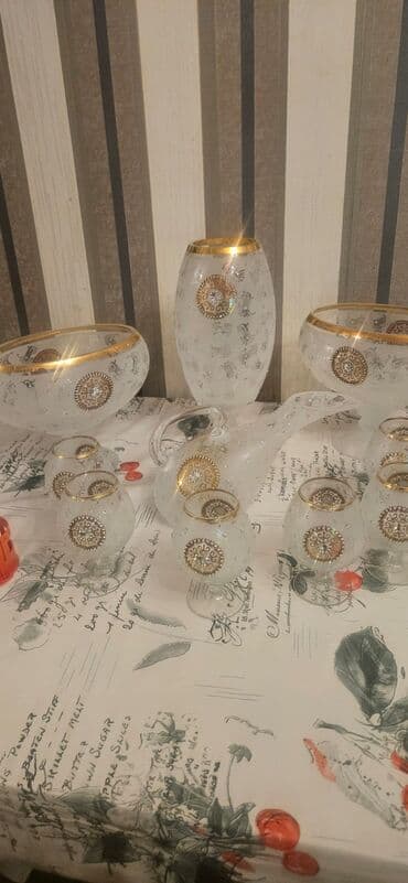 milli sufre: Şüşə serviz dəsti - Material: qalın şüşə - Rəng və bəzək: buzlu (mat) — 2