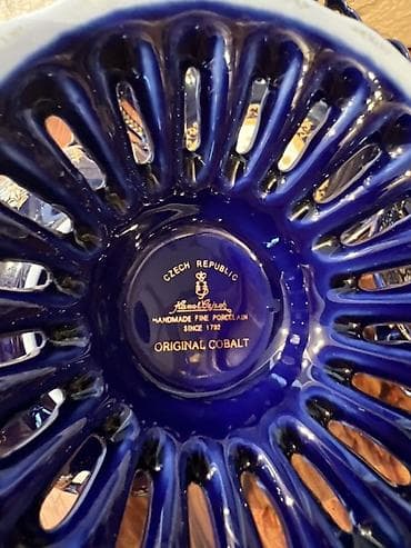 meyve qabı: Məhsul: Kobalt mavi porselen meyvə‑şirniyyat dəsti (3 hissə) 3ü bir — 3