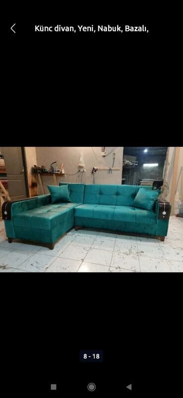 мягкая мебель: Künc divan, Qonaq otağı üçün, Parça, Bazasız, Açılmayan — 4