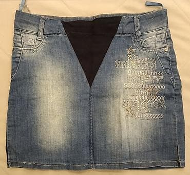 alt paltar: Jins ətək, geyilib.
 Джинсовая юбка. Ношеная — 2