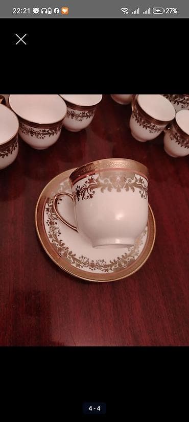 Çay dəsti, rəng - Ağ, Farfor, 6 nəfərlik, Türkiyə