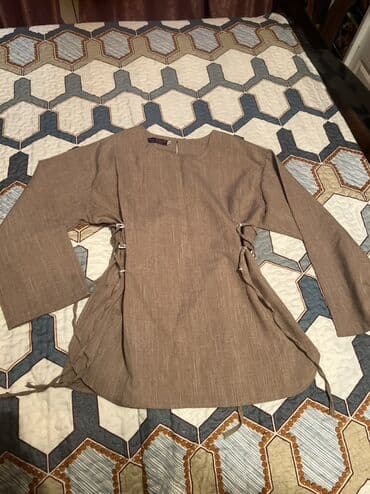 Daraq panellər: Qadın dəsti – tunik və şalvar - Rəng: qəhvəyi/boz-bej melanj - Parça — 2