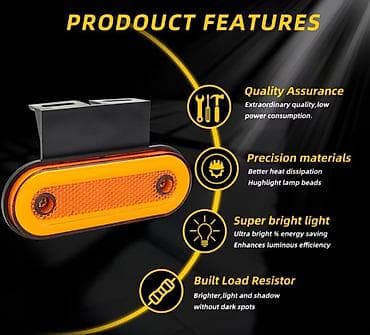 traktor qoşqu: LED yan işıq/marker lampası – 12V–24V - Material: ABS korpus + LED - — 1