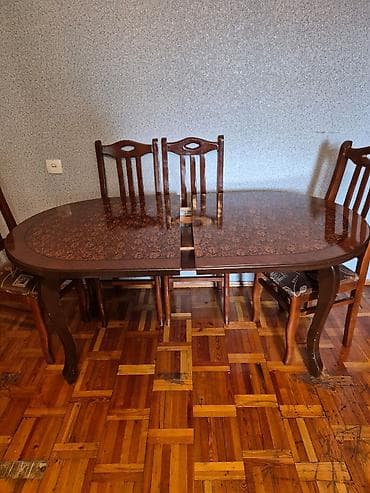 quxna usdolu: Qonaq otağı üçün, İşlənmiş, Açılan, Oval masa, 6 stul — 3