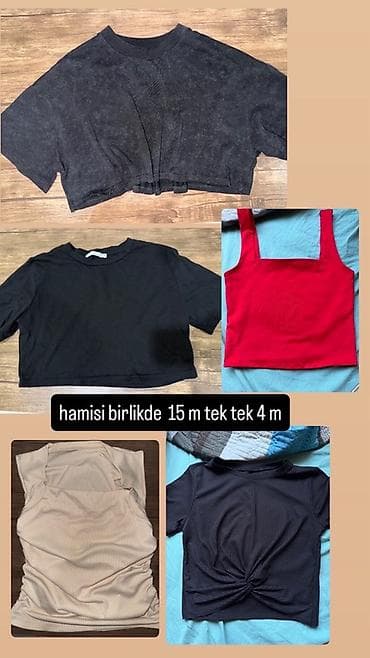 Qadın geyimləri dəsti Üst geyimləri: - 5 ədəd qısa top/kroptop: - — 1