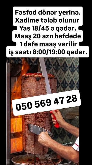 Xadimə tələb olunur, Həftəlik ödəniş, 18-29 yaş