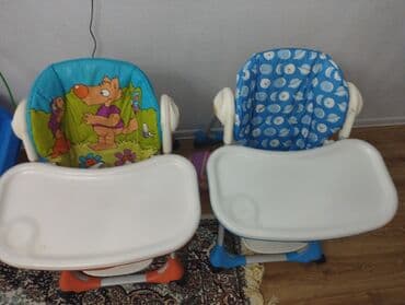 uşaq qidaları: Uşaq yemək stulları – 2 ədəd (narıncı və mavi) - Geniş, çıxarılan və — 2