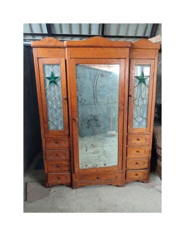 ваза стеклянная прозрачная высокая без узора: Шкаф, 1950 год, СССР, Состояние: Хорошее — 1