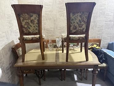 Qonaq otağı üçün, İşlənmiş, Dördbucaq masa, 6 stul