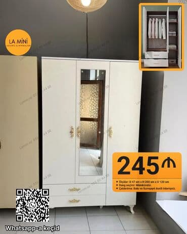 3 eded xoncali taxda qapi lazimdir: Распашной, 3 двери Прямой шкаф, Гардеробный шкаф — 1