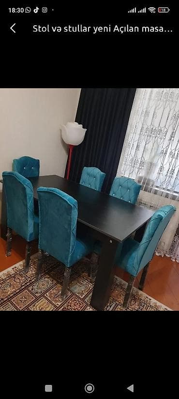 Qonaq otağı üçün, Açılan, Dördbucaq masa, 6 stul — 5