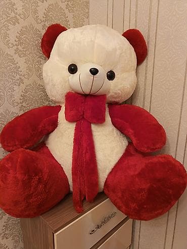 panda game az: Böyük ölçülü plyuş ayı oyuncaq - Rəng: krem-ağ bədən, qırmızı qulaq — 3