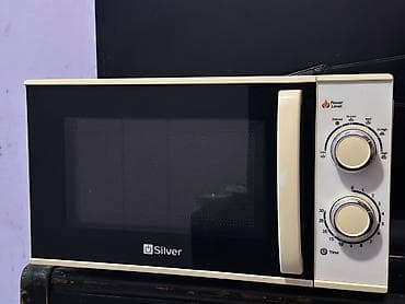 silver soba: Mikrodalğalı soba - Kompakt stolüstü model, ağ metal korpus və qara — 5