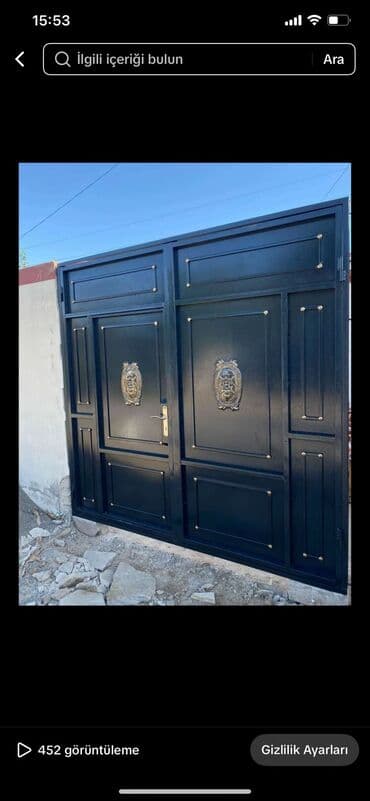 жер тошок: Железо Дворовые ворота, Распашные, 3 м, Механические, С дверью, цвет - Голубой, Нет кредита, Платная установка, Платная доставка — 37