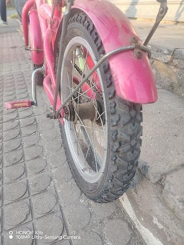 Uşaq velosipedi – 16” təkərli, çəhrayı-ağ rəng - Çərçivə: polad, aşağı