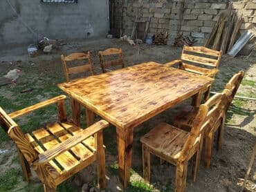 Ev üçün mebel: Bağ evləri, restoran (kafe pub ) üçün taxta masa ve oturacaq — 5