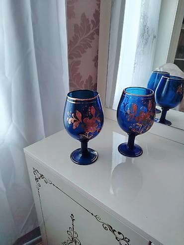 qab: Qədəhlər, rəng - Mavi, Şüşə, 2 ədədli dəst, 500 ml, Fransa — 2