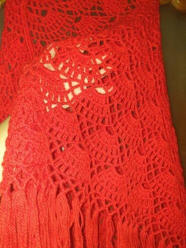 шарфы и палантины из пашмины: Шаль ручная работа. Большая, треугольная, чрко краснач — 2