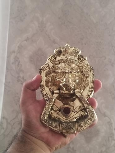 islenmis uqlarez: Bürünc qapı döyənəyi – şir başı dizaynlı - Material: tam metal/bürünc — 2