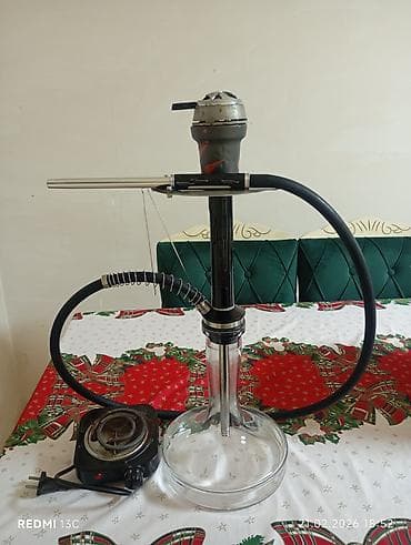 smart saat satilir: Şüşə kolbaly, metal gövdəli nargilə dəsti - Şəffaf qalın şüşə kolba – — 1