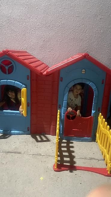 oglan oyuncaqlari: Uşaq oyun evi – ikili modul konstruksiya - Parlaq rənglərdə — 2