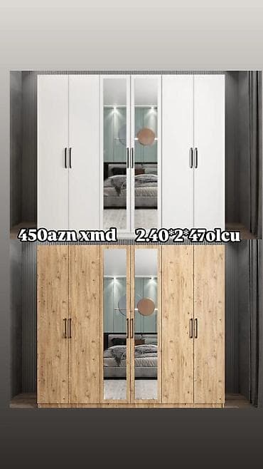 Mebel dəstləri – şık dizayn və funksionallıq 1) Geniş şkaf - Ölçü