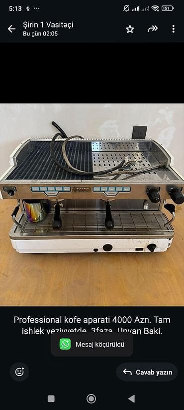 Другое оборудование для бизнеса: Professional kofe aparati 4000 Azn. Tam ishlek veziyyetde. 3faza — 1