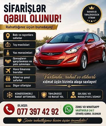 Sərnişin daşımaları: Minik avtomobili, Bakı - — 1