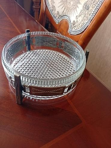 xrustal armudu stekan: Şüşə-servis qabı — dekorativ metal çərçivəli - Material: qalın — 1